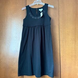 Loft NWT XS Black Sleeveless Dress w/Beaded and Embroidered Neckline